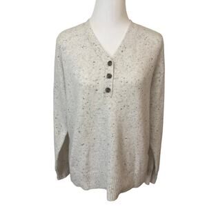 STYLE & CO. Long Sleeve Speckled Henley Sweater Size L EUC